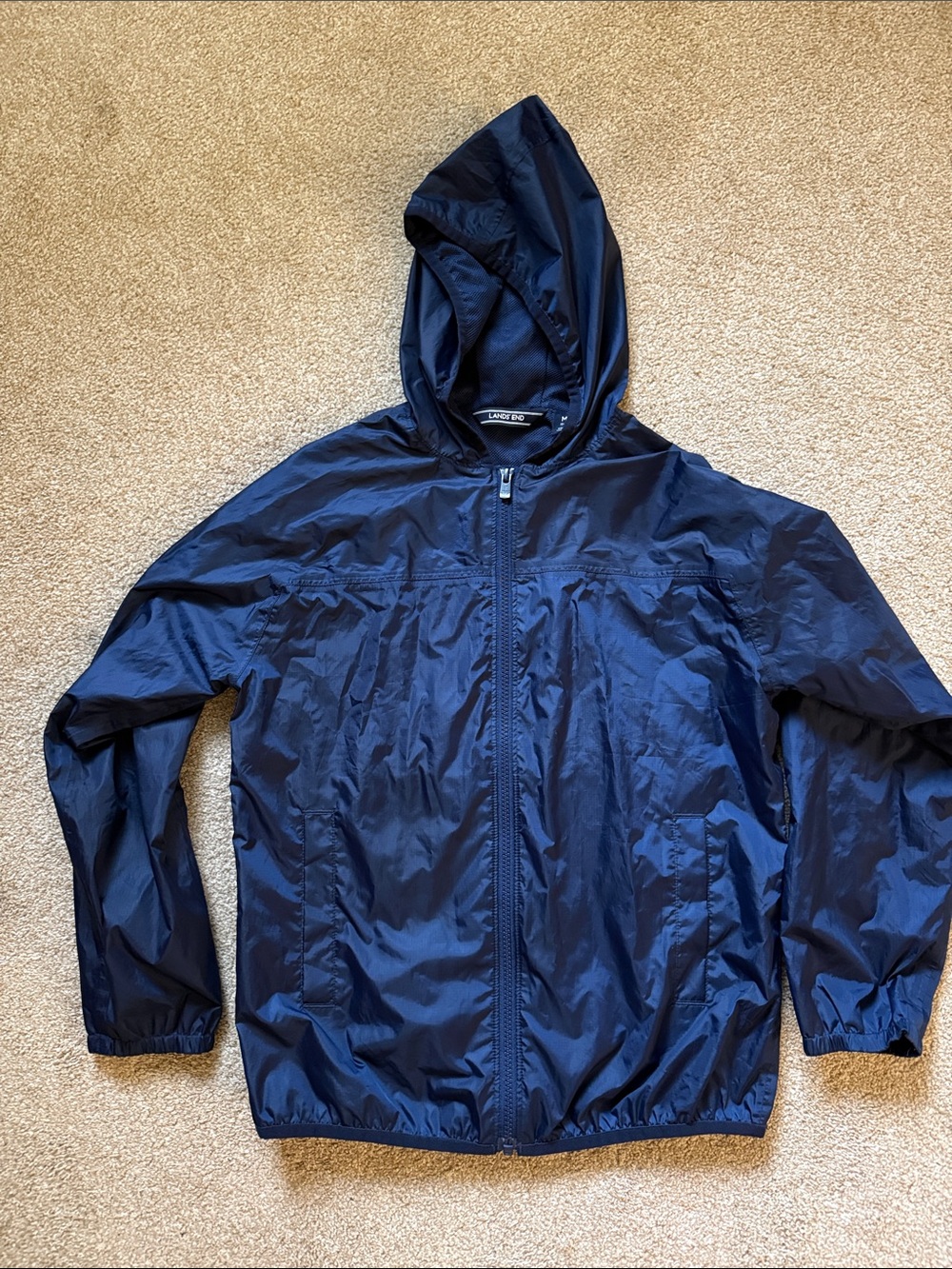 Lightweight Navy Hooded Rain Jacket